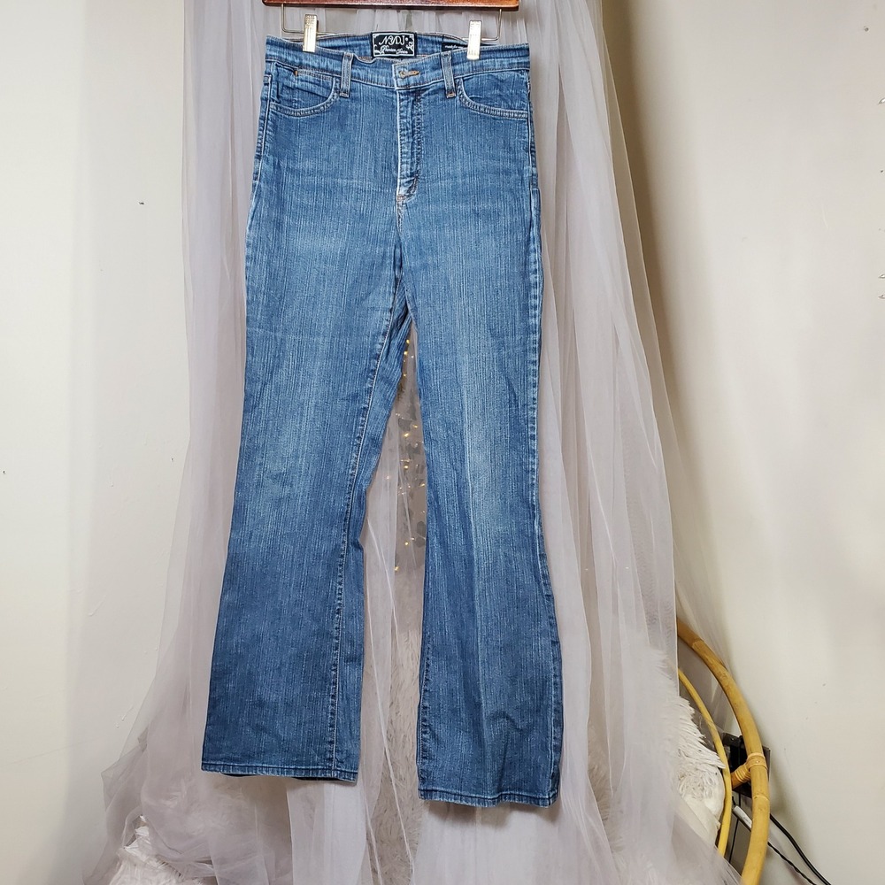 NYDJ Bootcut Jeans Retro Western Casual Sz 6 Fits 30x30 Mid Wash Stretch Cotton